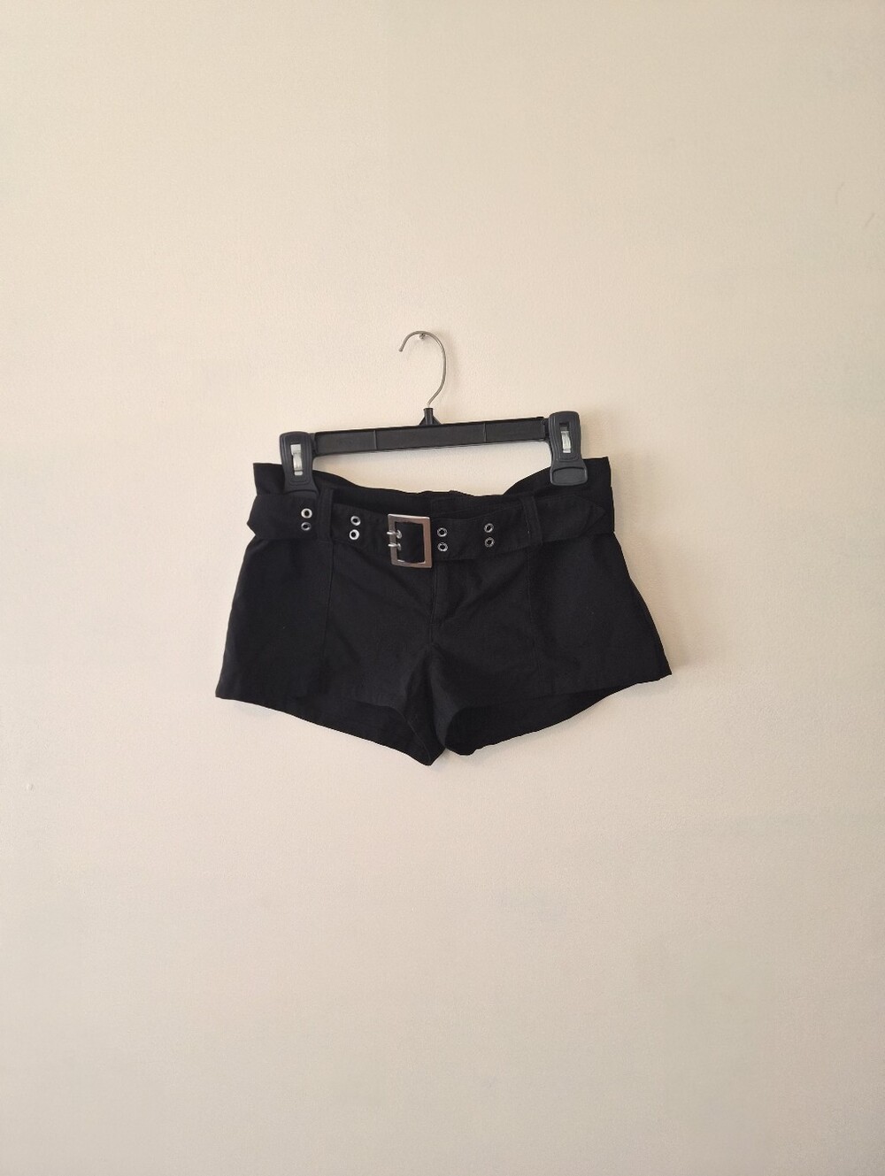 High-Waist Black Belted Women's Shorts